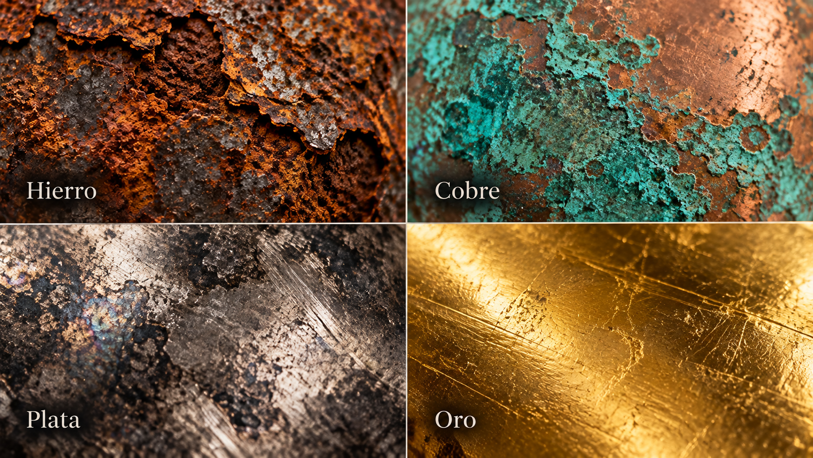 Corrosión plata hierro cobre